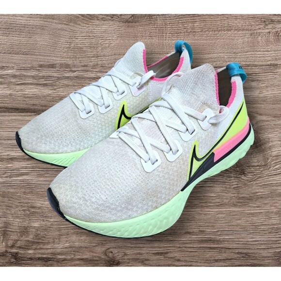 Nike React Infinity Run Flyknit Womens Size 9 Pink Green White Black CZ7993-100 - Picture 1 of 10
